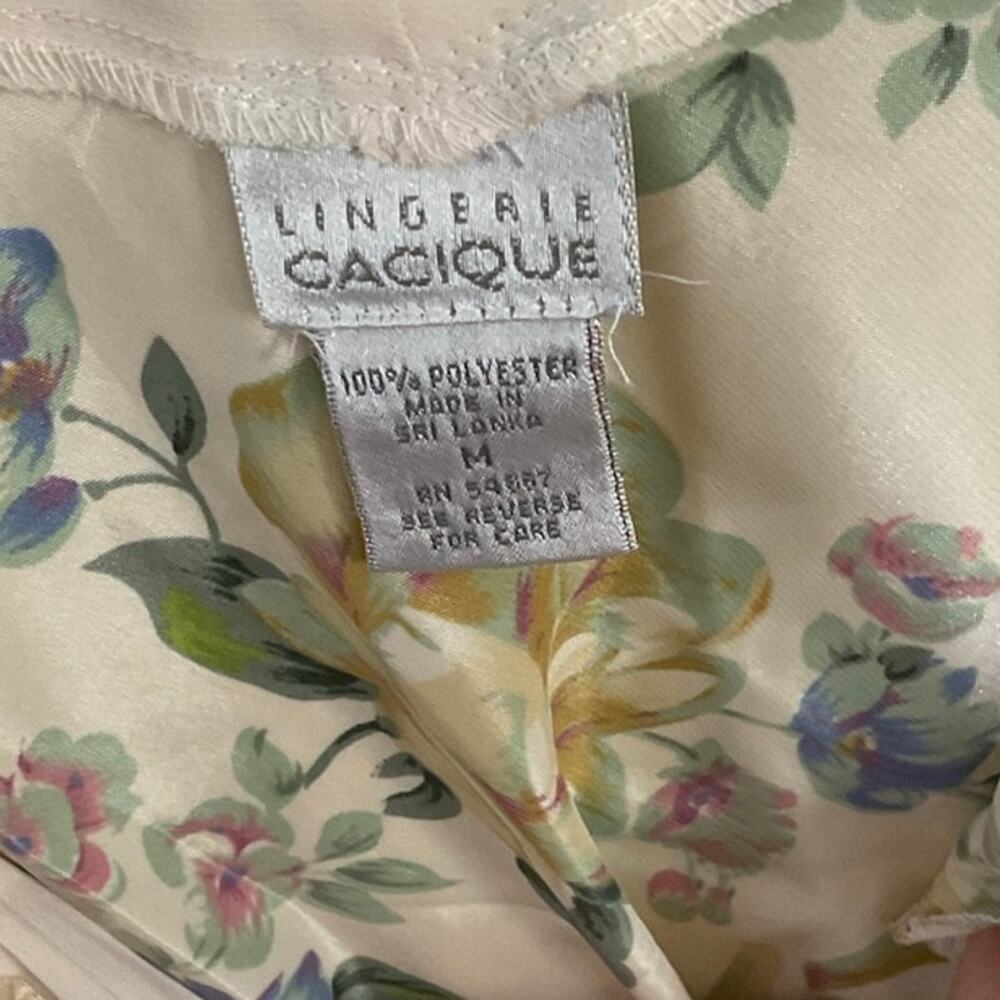 VTG 90s Lingerie Cacique Satin Floral Bodysuit Teddy Size Medium - Picture 7 of 7